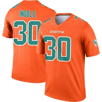 Men's Nike Miami Dolphins Alec Ingold Orange Inverted Jersey - Legend