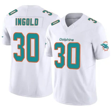 Men's Nike Miami Dolphins Alec Ingold White Vapor F.U.S.E. Jersey - Limited