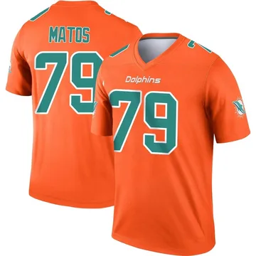 Men's Nike Miami Dolphins Bayron Matos Orange Inverted Jersey - Legend