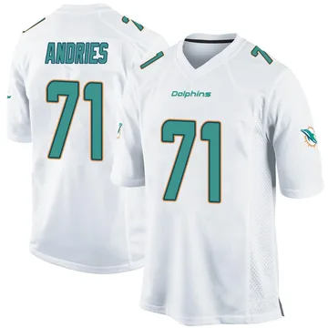 Men's Nike Miami Dolphins Blaise Andries White Jersey - Game