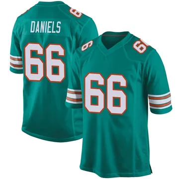 Men's Nike Miami Dolphins Braeden Daniels Aqua Alternate Jersey - Game