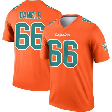 Men's Nike Miami Dolphins Braeden Daniels Orange Inverted Jersey - Legend