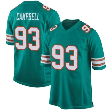 Men's Nike Miami Dolphins Calais Campbell Aqua Alternate Jersey - Game