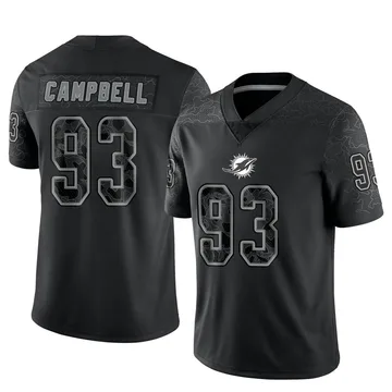 Men's Nike Miami Dolphins Calais Campbell Black Reflective Jersey - Limited