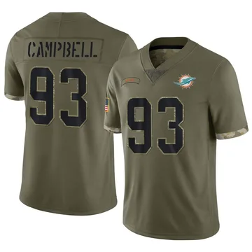 Men's Nike Miami Dolphins Calais Campbell Olive 2022 Salute To Service Jersey - Limited