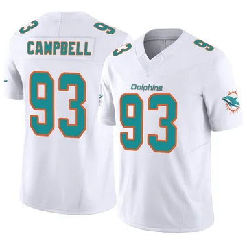 Men's Nike Miami Dolphins Calais Campbell White Vapor F.U.S.E. Jersey - Limited