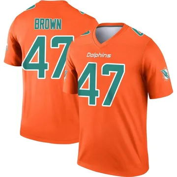 Men's Nike Miami Dolphins Cam Brown Orange Inverted Jersey - Legend