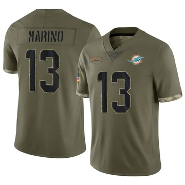 Men's Miami Dolphins Dan Marino Olive 2022 Salute To Service Jersey - Limited