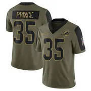 Men's Nike Miami Dolphins Deneric Prince Olive 2021 Salute To Service Jersey - Limited