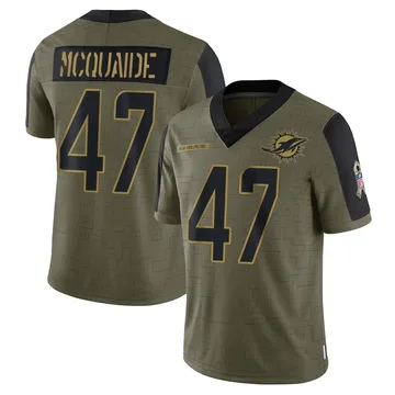 Men's Nike Miami Dolphins Jake McQuaide Olive 2021 Salute To Service Jersey - Limited