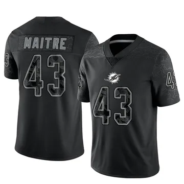 Men's Nike Miami Dolphins Jason Maitre Black Reflective Jersey - Limited