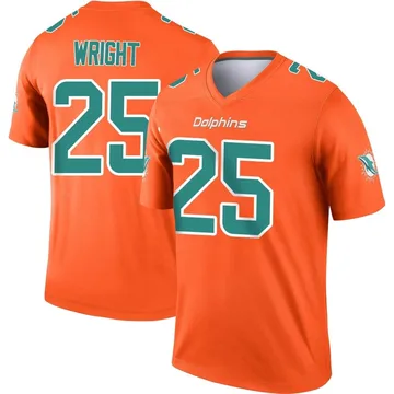 Men's Nike Miami Dolphins Jaylen Wright Orange Inverted Jersey - Legend