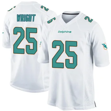 Men's Nike Miami Dolphins Jaylen Wright White Jersey - Game