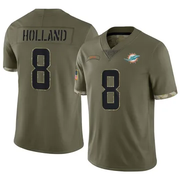 Men's Miami Dolphins Jevon Holland Olive 2022 Salute To Service Jersey - Limited