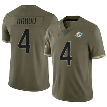 Men's Nike Miami Dolphins Kader Kohou Olive 2022 Salute To Service Jersey - Limited