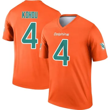 Men's Nike Miami Dolphins Kader Kohou Orange Inverted Jersey - Legend