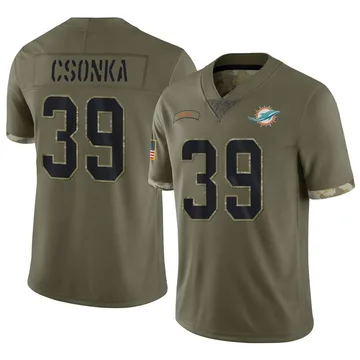 Men's Miami Dolphins Larry Csonka Olive 2022 Salute To Service Jersey - Limited