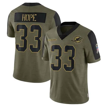 Men's Miami Dolphins Larry Hope Olive 2021 Salute To Service Jersey - Limited