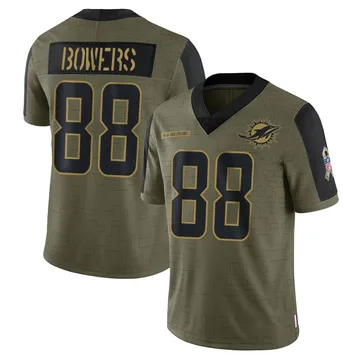 Men's Nike Miami Dolphins Nick Bowers Olive 2021 Salute To Service Jersey - Limited