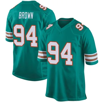 Men's Nike Miami Dolphins Shakel Brown Aqua Alternate Jersey - Game