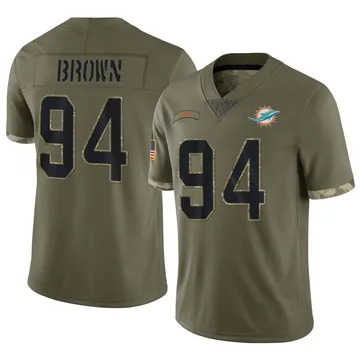 Men's Nike Miami Dolphins Shakel Brown Olive 2022 Salute To Service Jersey - Limited