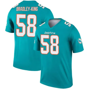 Men's Nike Miami Dolphins William Bradley-King Aqua Jersey - Legend