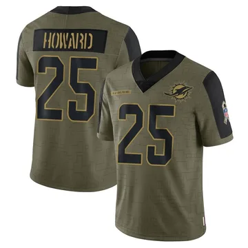 Men's Miami Dolphins Xavien Howard Olive 2021 Salute To Service Jersey - Limited