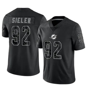 Men's Miami Dolphins Zach Sieler Black Reflective Jersey - Limited