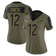 Women's Nike Miami Dolphins Bob Griese Olive 2021 Salute To Service Jersey - Limited