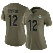 Women's Nike Miami Dolphins Bob Griese Olive 2022 Salute To Service Jersey - Limited