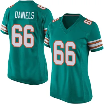 Women's Nike Miami Dolphins Braeden Daniels Aqua Alternate Jersey - Game