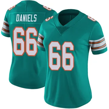 Women's Nike Miami Dolphins Braeden Daniels Aqua Alternate Vapor Untouchable Jersey - Limited