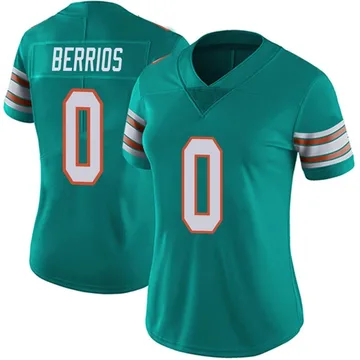 Women's Nike Miami Dolphins Braxton Berrios Aqua Alternate Vapor Untouchable Jersey - Limited