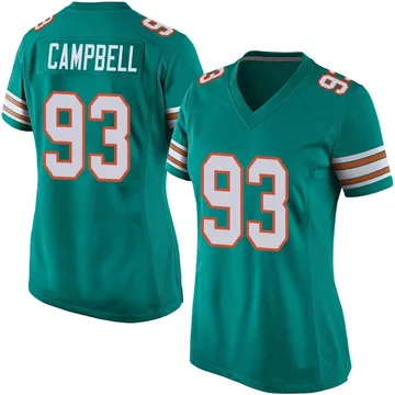 Women's Nike Miami Dolphins Calais Campbell Aqua Alternate Jersey - Game