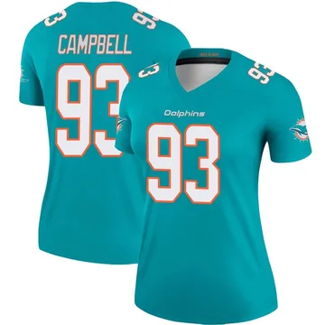 Women's Nike Miami Dolphins Calais Campbell Aqua Jersey - Legend