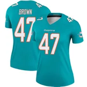 Women's Nike Miami Dolphins Cam Brown Aqua Jersey - Legend