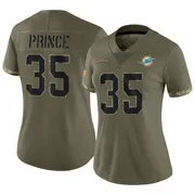 Women's Nike Miami Dolphins Deneric Prince Olive 2022 Salute To Service Jersey - Limited