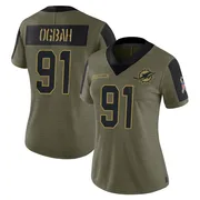 Women's Nike Miami Dolphins Emmanuel Ogbah Olive 2021 Salute To Service Jersey - Limited