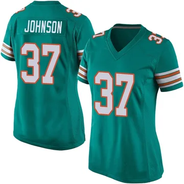 Women's Nike Miami Dolphins Isaiah Johnson Aqua Alternate Jersey - Game