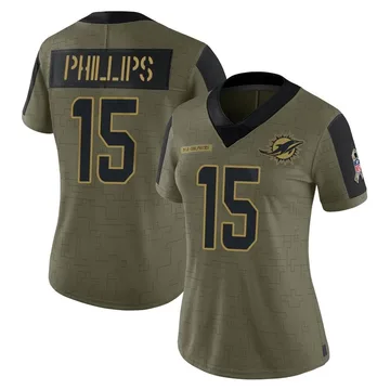 Women's Nike Miami Dolphins Jaelan Phillips Olive 2021 Salute To Service Jersey - Limited