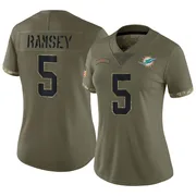 Women's Nike Miami Dolphins Jalen Ramsey Olive 2022 Salute To Service Jersey - Limited