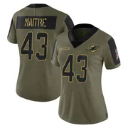 Women's Nike Miami Dolphins Jason Maitre Olive 2021 Salute To Service Jersey - Limited