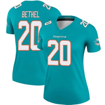 Women's Nike Miami Dolphins Justin Bethel Aqua Jersey - Legend