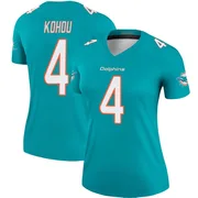 Women's Nike Miami Dolphins Kader Kohou Aqua Jersey - Legend