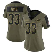 Women's Nike Miami Dolphins Larry Hope Olive 2021 Salute To Service Jersey - Limited