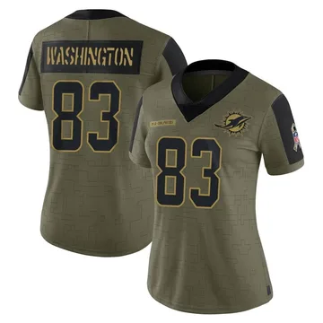 Women's Nike Miami Dolphins Malik Washington Olive 2021 Salute To Service Jersey - Limited