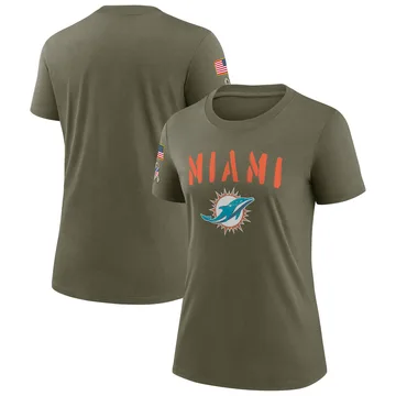 Women's Nike Miami Dolphins Olive 2022 Salute To Service T-Shirt - Legend