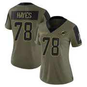 Women's Nike Miami Dolphins Ryan Hayes Olive 2021 Salute To Service Jersey - Limited