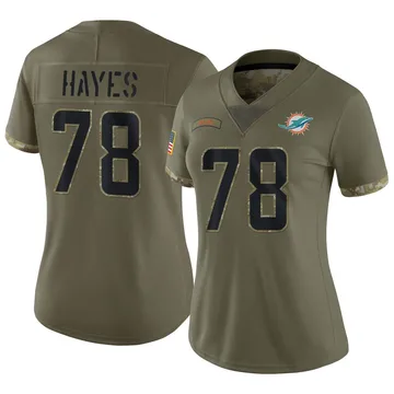 Women's Nike Miami Dolphins Ryan Hayes Olive 2022 Salute To Service Jersey - Limited