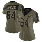 Women's Nike Miami Dolphins Sean Harlow Olive 2021 Salute To Service Jersey - Limited